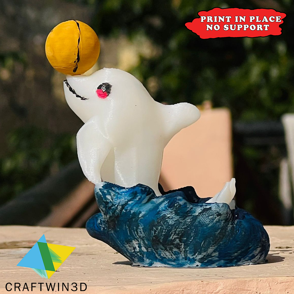 ? Playful Dolphin Model! ?? Print in place no supports with water and ball